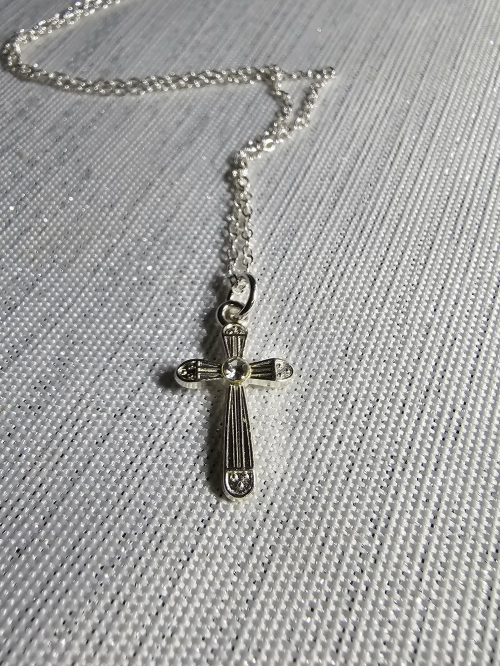 Silver-toned Cross Pendant Necklace